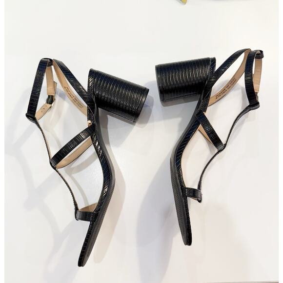 ANN TAYLOR BLACK STARPPY BUCKLE CAGE SANDALS PUMPS HEELS SHOES SZ 9 - Picture 6 of 11